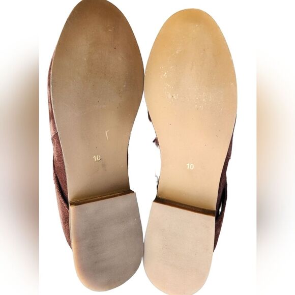 Diba True Ankle Boots Boho Suede Leather Flat Bootie Cottage Fairy Burgundy 10 - Picture 9 of 14